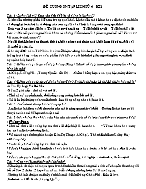 Đề cương ôn tập kiểm tra học kì I Lịch sử lớp 6